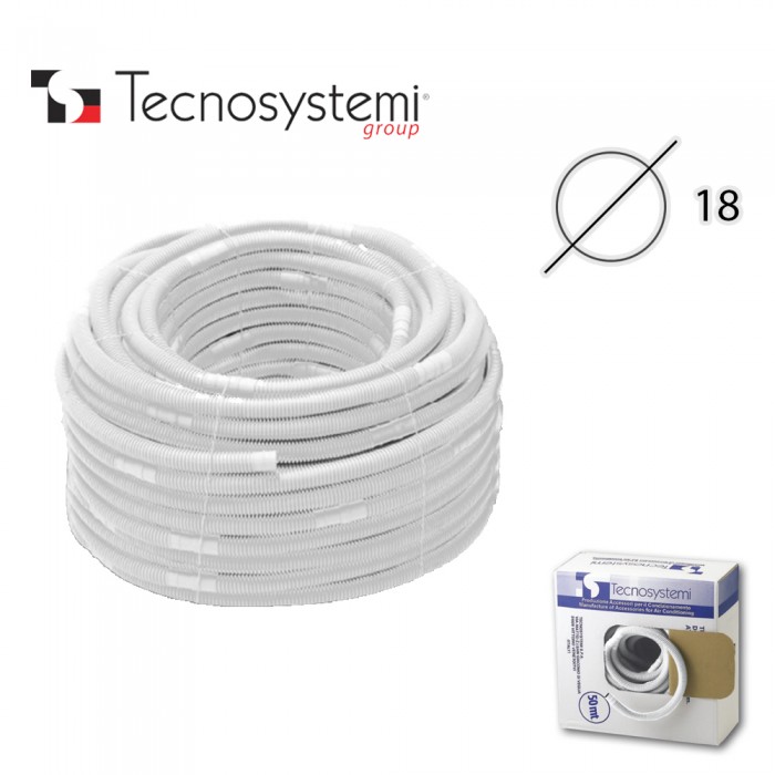 Дренажный шланг Tecnosystemi для штрабы D18 белый однослойный D16/18 с резиновым кольцом (1м)