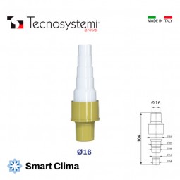 Муфта для дренажного шланга D16 (прямой фитинг) Tecnosystemi
