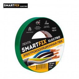 Изолента SmartFix ELECTRO 150 мкм, ПВХ 15мм х 20м, SFE152W зелёная