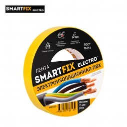 Изолента SmartFix ELECTRO 150 мкм, ПВХ 15мм х 20м, SFE152D жёлтая