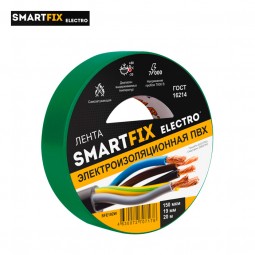 Изолента SmartFix ELECTRO 150 мкм, ПВХ 19мм х 20м, SFE192W зелёный