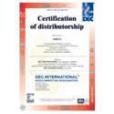 Сертификат дистрибьютора DEC